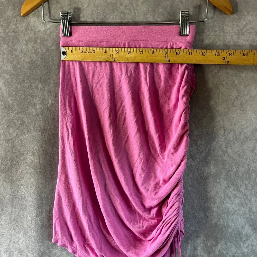 Free People 2 Piece Set Womens Medium Pink Ruched Skirt Shoulder Pad Crop Top